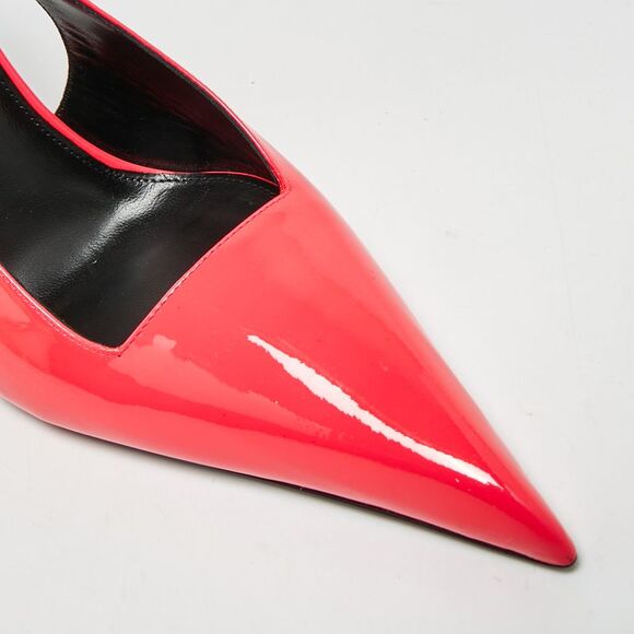 Saint Laurent Kiss Size 40 Neon Pink Patent Leather Slingback Pumps - Picture 7 of 7